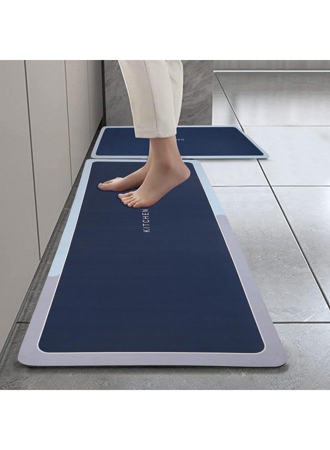 Home-Cloud HomeCloud Rubber Kitchen Mats for Floor Set of 2 Pcs | Non-Skid, Soft Absorbent Rugs for Kitchen, Laundry, and Hallway | 120x40cm, 40x60cm| 4mm Thickness (Kitchen_Navy) - Image 1