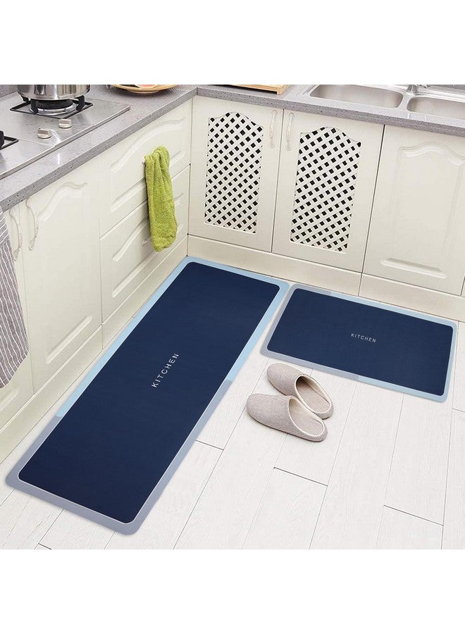 Home-Cloud HomeCloud Rubber Kitchen Mats for Floor Set of 2 Pcs | Non-Skid, Soft Absorbent Rugs for Kitchen, Laundry, and Hallway | 120x40cm, 40x60cm| 4mm Thickness (Kitchen_Navy) - Image 3