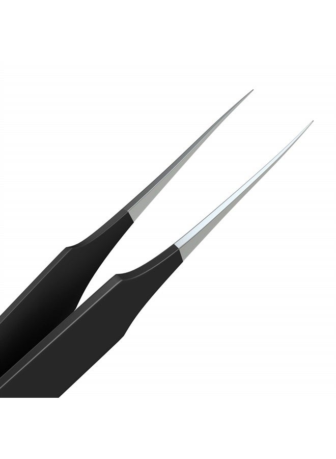 Tweezees Ingrown Hair Tweezers | Pointed Tip | 2 Pack | Black | Precision Stainless Steel | Extra Sharp and Perfectly Aligned for Ingrown Hair Treatment & Splinter Removal For Men and Women | By Tweezees - Image 2