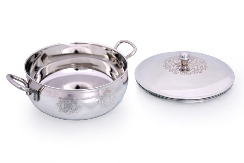 Dev Industries Stainless Steel Handi Set with Lids - Easy to Carry Handle - Pack of 1 Pcs, 750 ML - Serving Cookware Kitchen Set - Ideal for Store & Serve - Highly Durable - Image 4