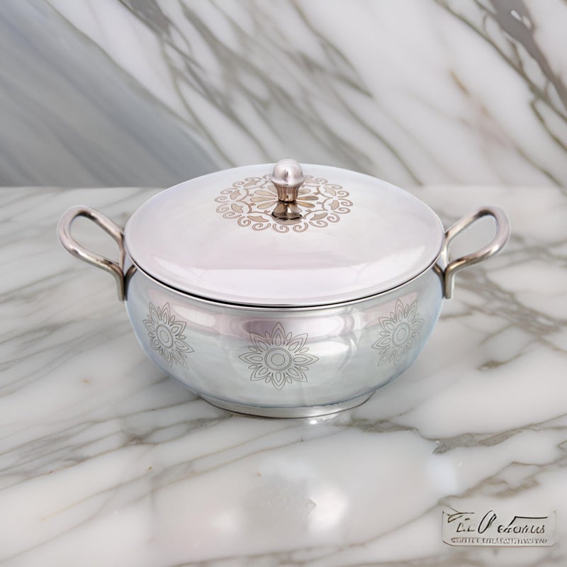 Dev Industries Stainless Steel Handi Set with Lids - Easy to Carry Handle - Pack of 1 Pcs, 750 ML - Serving Cookware Kitchen Set - Ideal for Store & Serve - Highly Durable - Image 2