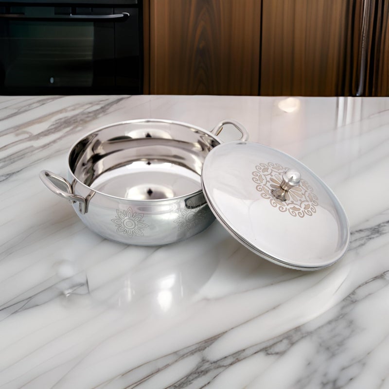 Dev Industries Stainless Steel Handi Set with Lids - Easy to Carry Handle - Pack of 1 Pcs, 750 ML - Serving Cookware Kitchen Set - Ideal for Store & Serve - Highly Durable - Image 1