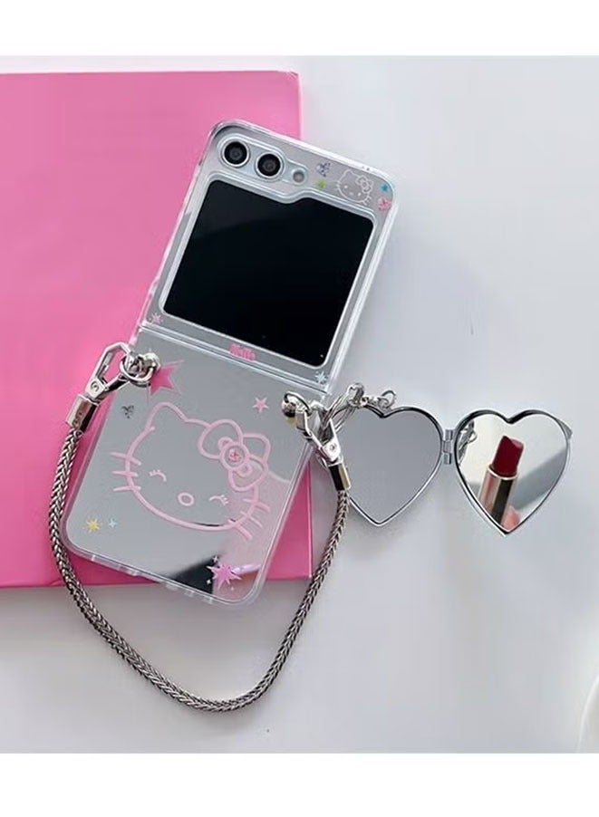 Muyixin Case for Samsung Galaxy Z Flip 5 5G (2023) with Makeup Mirror and Anti-lose Strap Fashion and Luxury Cute Cat Anti-Scratch Protective Back Cover - Image 5
