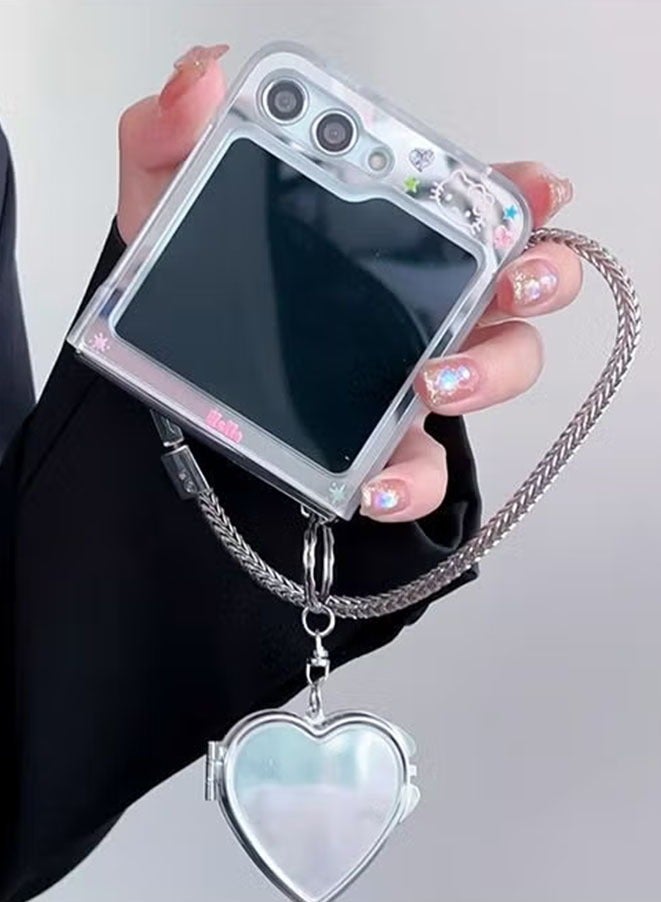 Muyixin Case for Samsung Galaxy Z Flip 5 5G (2023) with Makeup Mirror and Anti-lose Strap Fashion and Luxury Cute Cat Anti-Scratch Protective Back Cover - Image 4