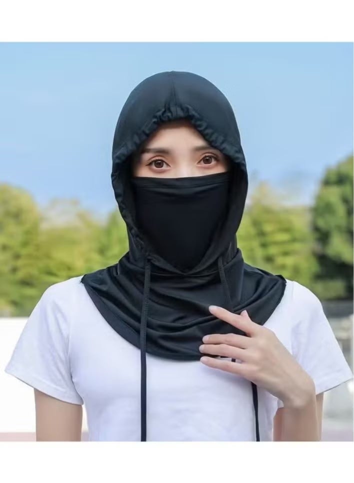 Unisex Full Face Mask Hat Integrated Neck Guard Breathable Cycling Hood Ice Silky Scarf - Outdoor Sports Gear, Sunscreen Face Covering, Hand Washable, Black, Clothing | Versatile Headgear | Breathable Fabri - Image 2