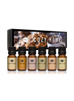 P&J Trading Cozy Home Set of 6 Fragrance Oils - Brown Sugar, Apple Pie, Coffee Cake, Café Mocha, Leather, Hot Chocolate Scented Oils for Candle Scents, Soap Making, Diffuser Oil  - Image 1