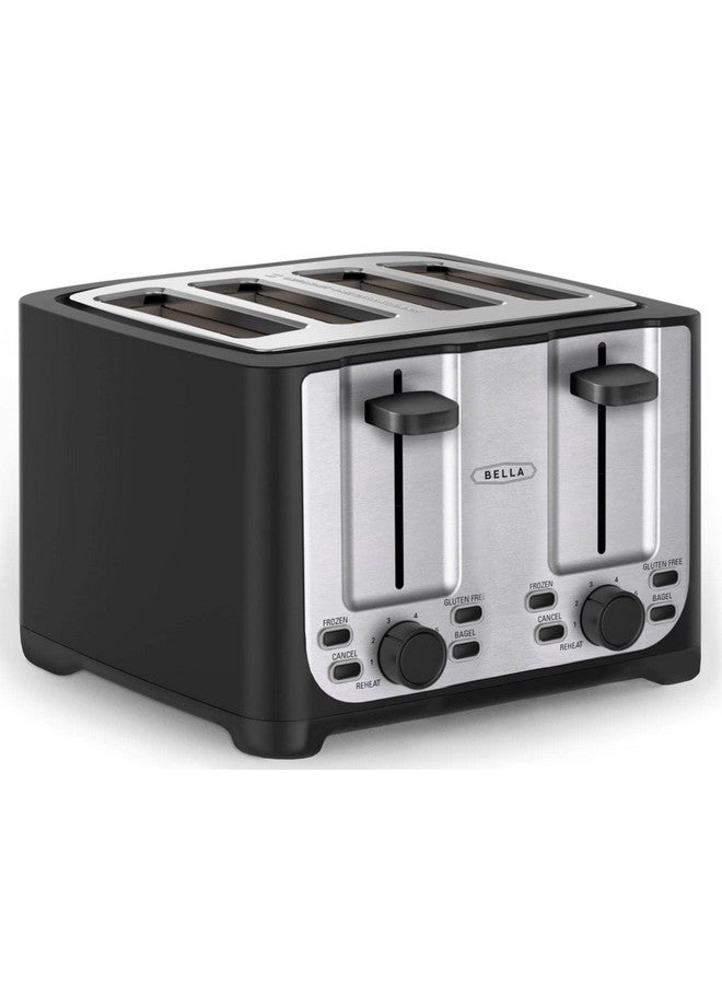 Bella BELLA 4 Slice Toaster with Auto Shut Off - Extra Wide Slots & Removable Crumb Tray and Cancel, Defrost & Reheat Function - Toast Bread & Bagel, Black  - Image 1
