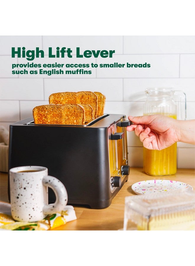 Bella BELLA 4 Slice Toaster with Auto Shut Off - Extra Wide Slots & Removable Crumb Tray and Cancel, Defrost & Reheat Function - Toast Bread & Bagel, Black  - Image 4