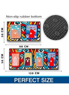 Lukadah Lukadah Kitchen Rugs and Mats Washable 2 Piece Set - Non-Skid Soft Absorbent Kitchen Mats Set for Floor, Comfort Runner Rug Carpets for Kitchen Floor (Abstract Artwork)  - Image 2