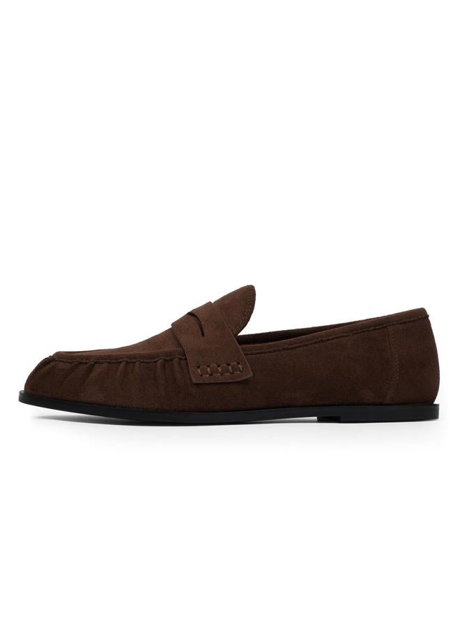 QIY Penny Loafers for Women Flats Shoes Women Dressy Comfortable Moccasins Womens Slip on Loafers Shoes Comfortable Work Flats, Chocolate Suede, 9.5 - Image 1