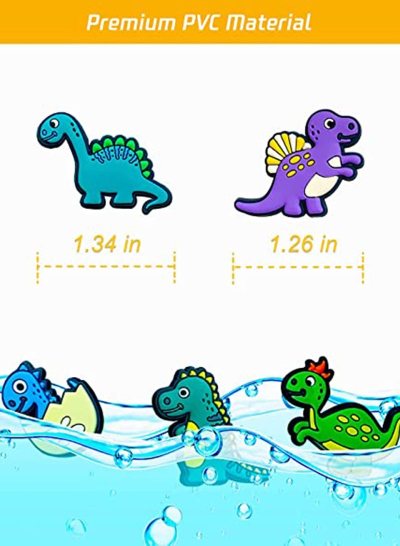 SOLARAE Shoe Decoration Charms, 24 Pieces Glowing Dinosaurs Shape Shoes with 1PC Wristband Glow in The Dark Cartoon for Clog Bracelet Party Favors, 12 Styles - Image 2