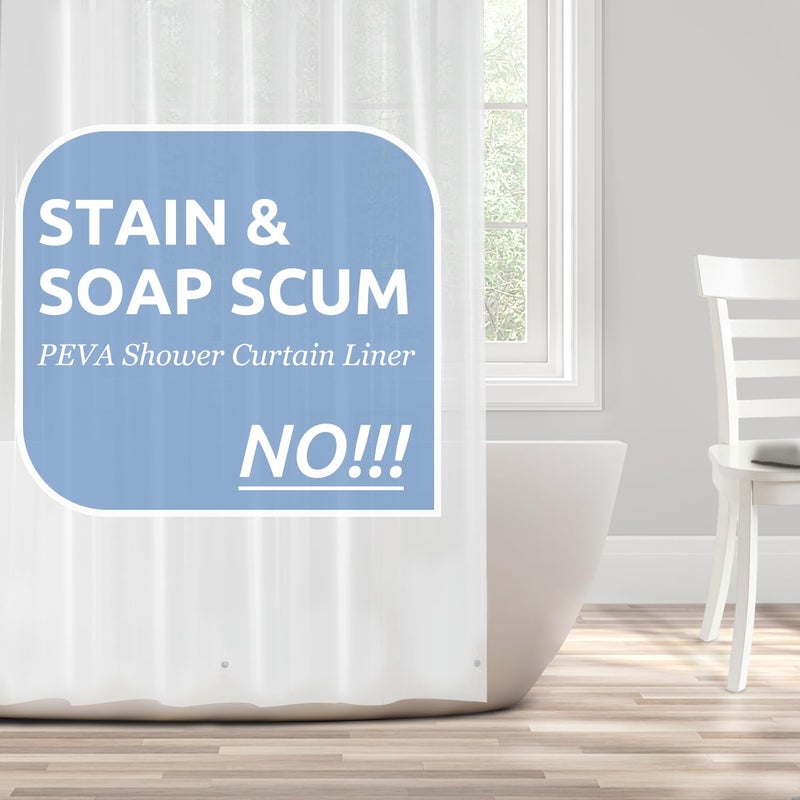 مجموعة downluxe من 3 ستائر دش مقاومة للماء مع بطانة ضبابية PEVA خفيفة الوزن مع 3 مغناطيس لستائر الحمام 72 × 72 ضبابية