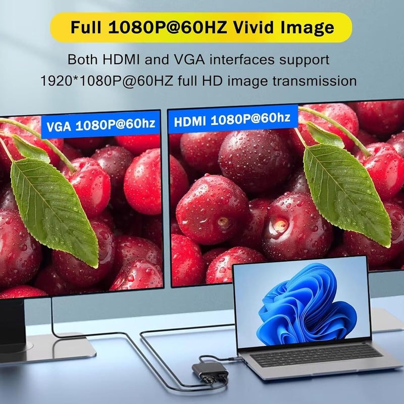 GR Deals USB3.0 to HDMI VGA Adapter, USB 3.0 to HDTV/VGA Converter, 1080P HDTV and 15 Pin Sync Output Support Windows 10/8/7 Only. (USB to VGA HDMI) (Black) - Image 4