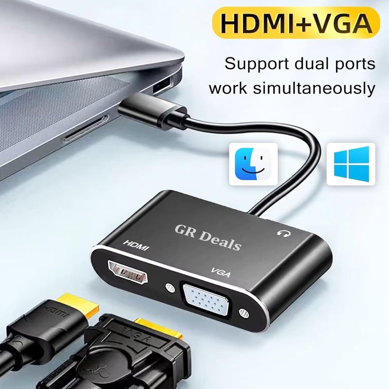 GR Deals USB3.0 to HDMI VGA Adapter, USB 3.0 to HDTV/VGA Converter, 1080P HDTV and 15 Pin Sync Output Support Windows 10/8/7 Only. (USB to VGA HDMI) (Black) - Image 3