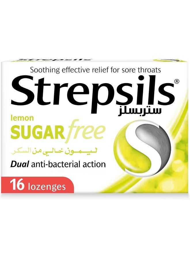 Strepsils ستربسيلز بدون سكر بنكهة الليمون 16 حبة - Image 1