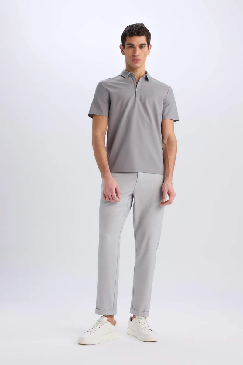 ديفاكتو Slim Fit Short Sleeve Waffle Polo Shirt