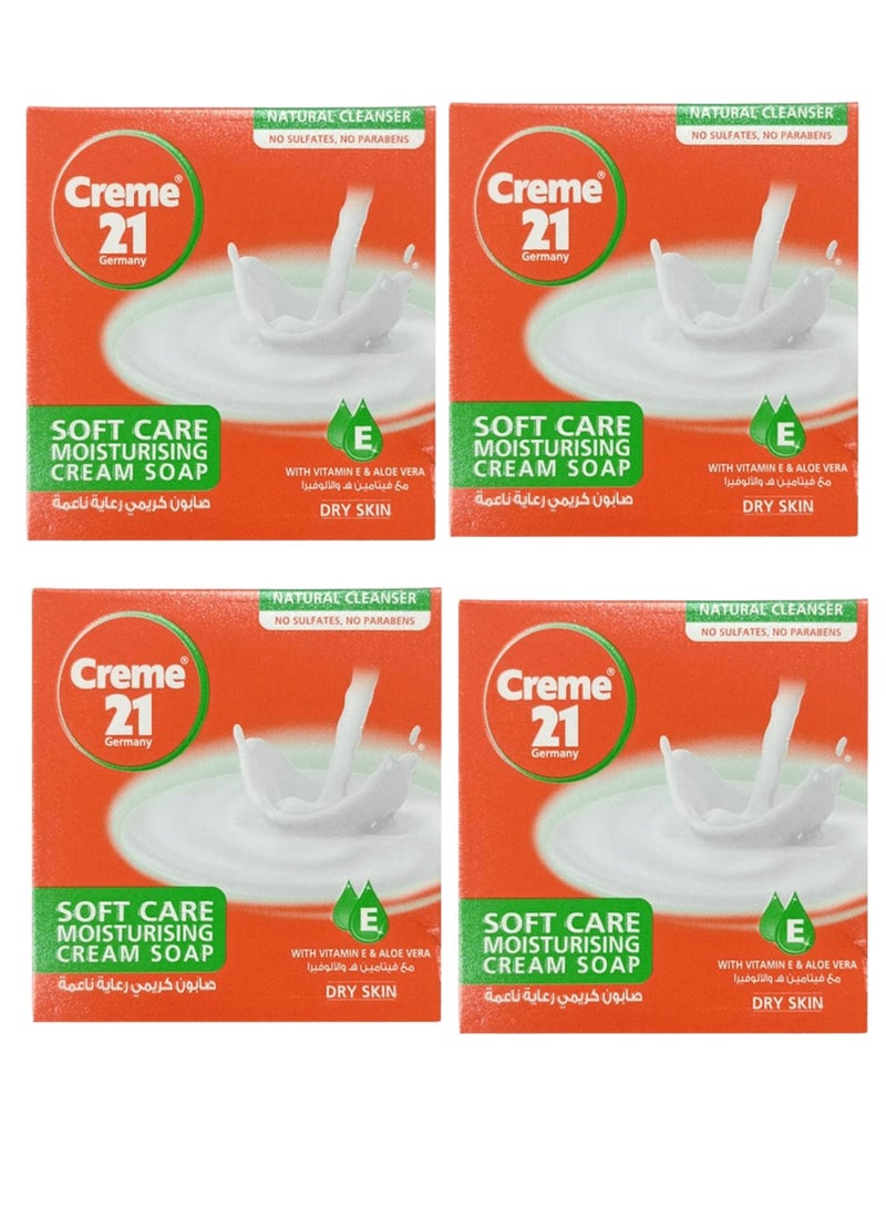 كريم 21 صابون كريمي رعاية ناعمة مع فيتامين هـ والألوفيرا - 125 جم -4 حبه - Image 1