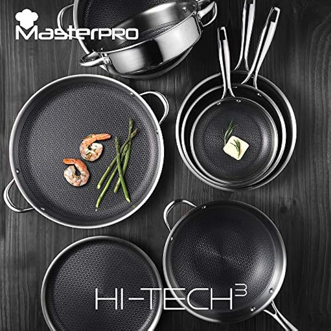 MasterPro HiTech 3 NonStick Coating Pan 28 Cm Stainless Steel Specially For Crepes Triple Coating Kitchen Utensils Suitable For All Hobs - Image 3