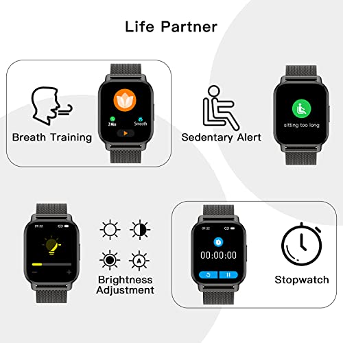 Popglory Smart Watch Answer/Make Calls, 1.85'' Smartwatch with AI Voice Control, Blood Pressure/SpO2/Heart Rate Monitor, Fitness Tracker Watch 2 Straps for Men Women for iOS Android Phones - Image 4