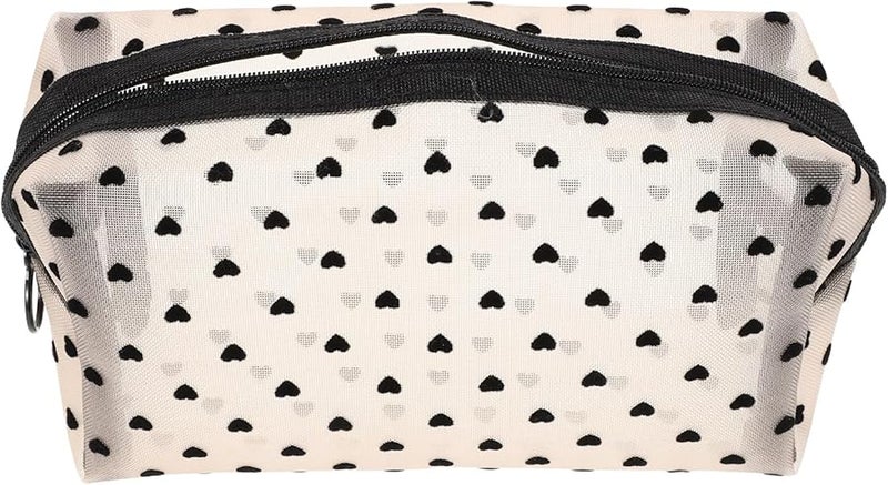 Large Capacity Portable Heart Shaped Mesh Toiletry Bag Travel Makeup Organizer Pouch For Women - Image 1