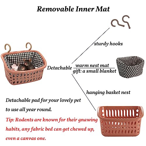 JWShang Rat Hammock for Cage, Chew Proof Hanging Basket Bed with Sturdy Hooks, Pet Cage Accessories, Safe Cozy Small Animal Rodent Hammock for Sugar Glider Mice Snuggling Sleeping - Image 3