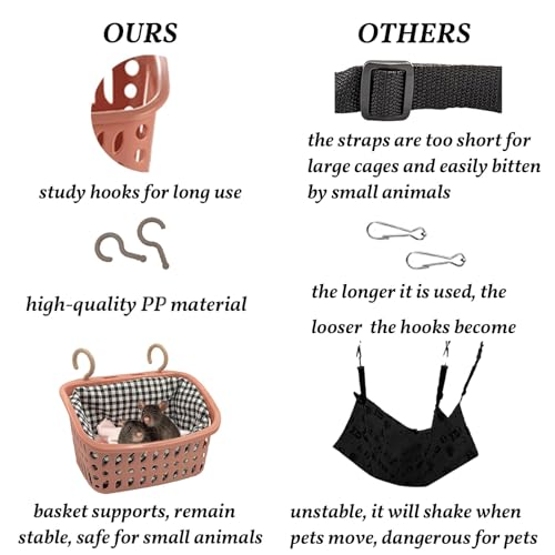 JWShang Rat Hammock for Cage, Chew Proof Hanging Basket Bed with Sturdy Hooks, Pet Cage Accessories, Safe Cozy Small Animal Rodent Hammock for Sugar Glider Mice Snuggling Sleeping - Image 4
