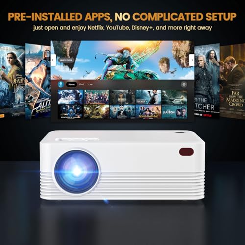 DreamFair Native 1080P Dreamfair Projector with WiFi and Bluetooth 240ANSI Support 8K Portable Projector with Rack 40200 Screen Video Compatible with Smartphone TV Stick Laptop HDMI USBWhite - Image 3