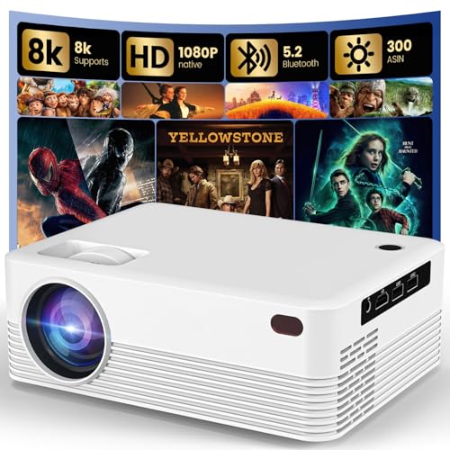 DreamFair Native 1080P Dreamfair Projector with WiFi and Bluetooth 240ANSI Support 8K Portable Projector with Rack 40200 Screen Video Compatible with Smartphone TV Stick Laptop HDMI USBWhite - Image 1