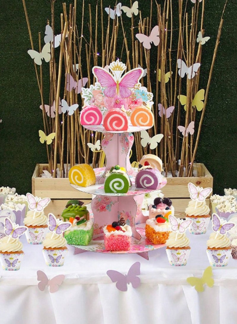 3-Tier Butterfly Cake Stand – Elegant Display for Desserts & Pastries with Floral Design  - Image 5