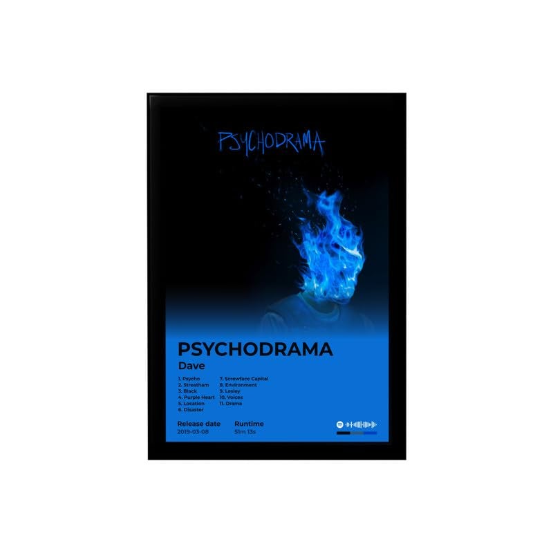 BLINKART BLINKART DavePSYCHODRAMA Popular Music Album Hanging Wall Photo Frames 13x10 inch Decoration For Home Bedroom Living Room Aesthetics Artworks Spotify Song Link QR Code With Your Photo Frame 
