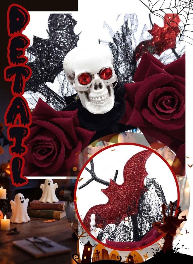 Urieo Rose Day of the Dead Headband Bat Light Up Headpiece Skull Halloween Led Glow Hair Accessories for Women - Image 4