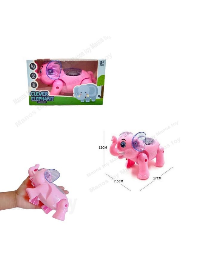 Manos Manos Walking Clever Elephant 3D Musical Toy with Light and Sound (Random Color) Plastic Material Toy  - Image 2