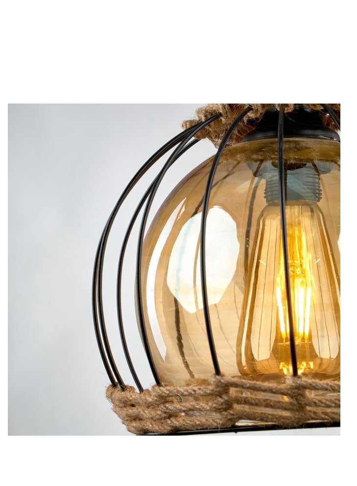 Modern black chandelier made of aluminum and linen - round shape - code R1005 - without bulb - Image 2