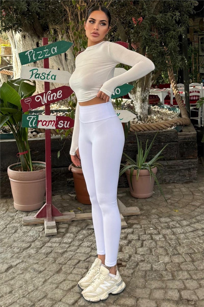 Weshaya ليغينغز نسائية بيضاء - Image 4