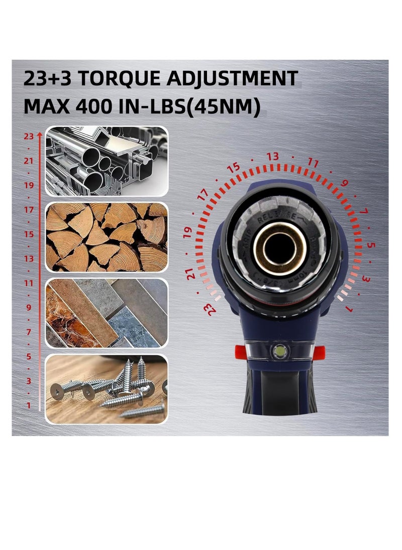 BONAI - 24V 0-450/0-1600 RPM Combi Hammer Drill with 2 Batteries in Kitbox for Metal, Wood & Wall Drilling & Screwdriving/Fastening, - Image 1