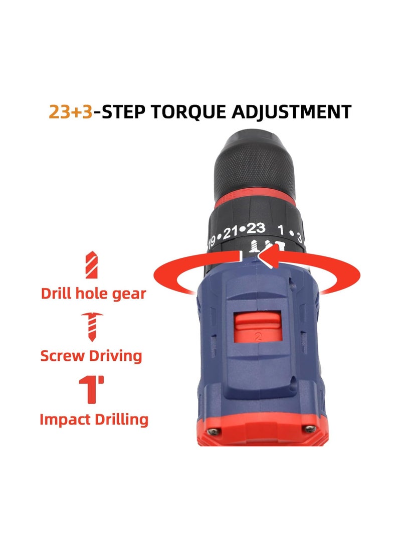 BONAI - 24V 0-450/0-1600 RPM Combi Hammer Drill with 2 Batteries in Kitbox for Metal, Wood & Wall Drilling & Screwdriving/Fastening, - Image 1