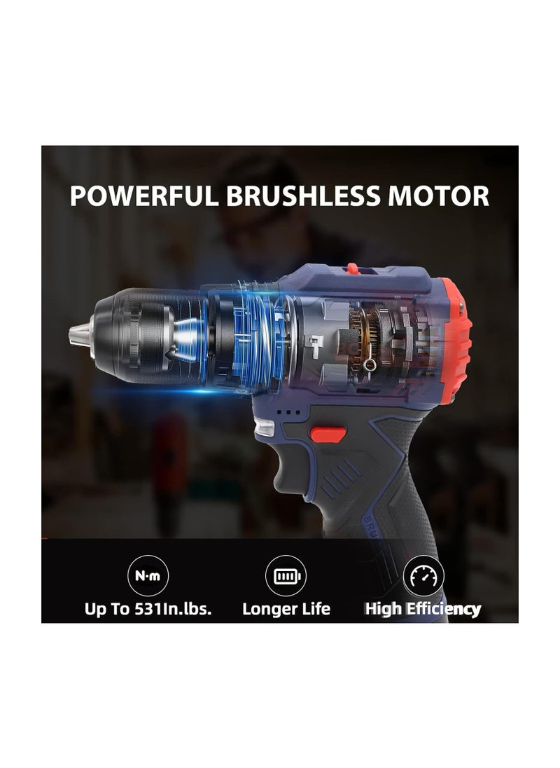 BONAI - 24V 0-450/0-1600 RPM Combi Hammer Drill with 2 Batteries in Kitbox for Metal, Wood & Wall Drilling & Screwdriving/Fastening, - Image 1