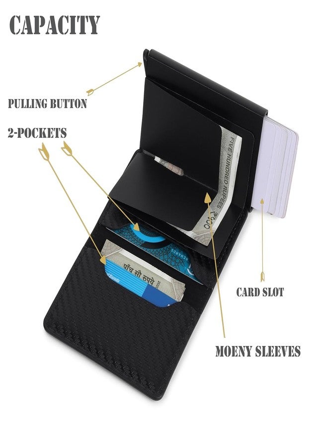 encELade Black RFID Protector Pu,Aluminum ATM/Credit/Debit 6 Slots 2 Cash Slot Men & Women Card Holder - Image 2