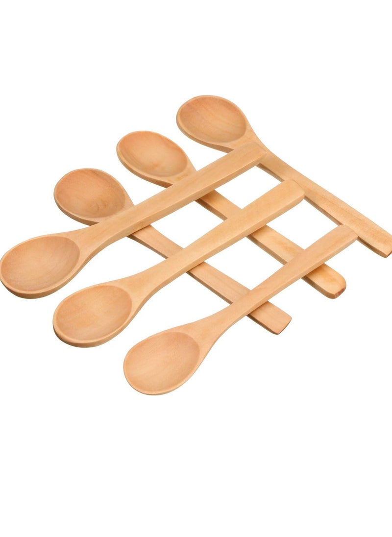 Generic Small wooden spoon made of natural materials, suitable for serving sweets and hot and cold foods - 6 pieces  - Image 3