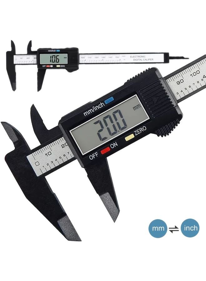 فرجار رقمي أسود 0.01 مم دقة مترية وإمبراطورية شاشة LCD ABS بطارية - Image 1