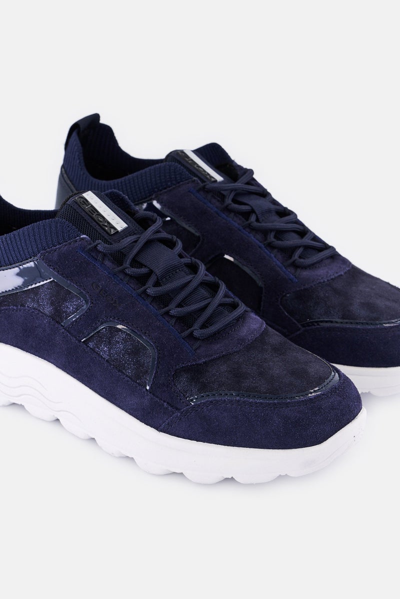 GEOX Women Spherica C Lace Up Casual Shoes, Navy - Image 3