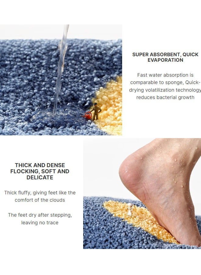 Reelyo Floral Shag Bath Rug, Ultra Soft Thick Plush Shaggy Bathroom Carpet, High Water Absorbent Quick Dry Floor Mat, Non-Slip Backing Machine Washable Shower Rug, Stylish Floral Decorative Foot Mat for Bathroom Floor, Bathtub, Shower Room Home Interior Decoration - Image 3