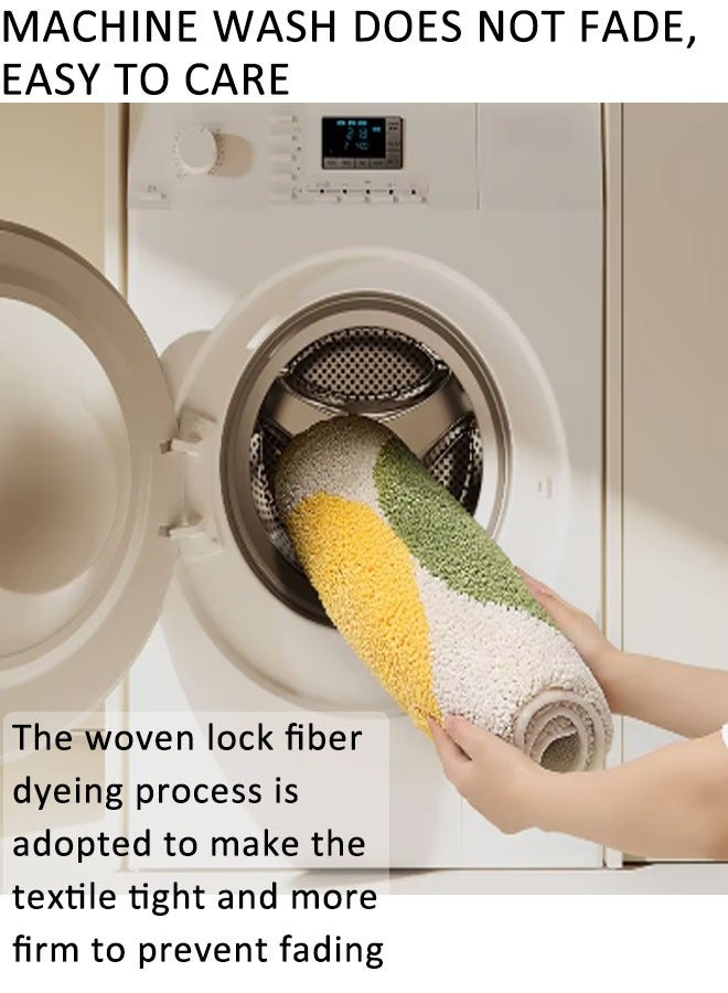 Reelyo Floral Shag Bath Rug, Ultra Soft Thick Plush Shaggy Bathroom Carpet, High Water Absorbent Quick Dry Floor Mat, Non-Slip Backing Machine Washable Shower Rug, Stylish Floral Decorative Foot Mat for Bathroom Floor, Bathtub, Shower Room Home Interior Decoration - Image 5