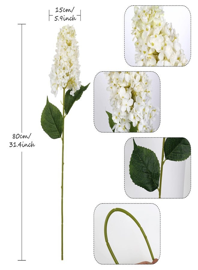 IPOPU White Hydrangea Artificial Flowers 3PCS Fake Hydrangeas 31.5” Long Stem White Flowers for Tall Vase Silk Hydrangeas for Wedding Bouquets for Bride Baby Shower Centerpieces - Image 2