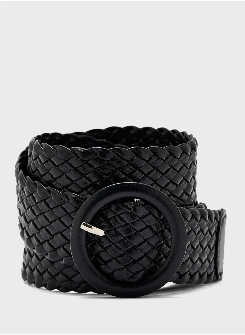Ginger Round Buckle Woven Belt