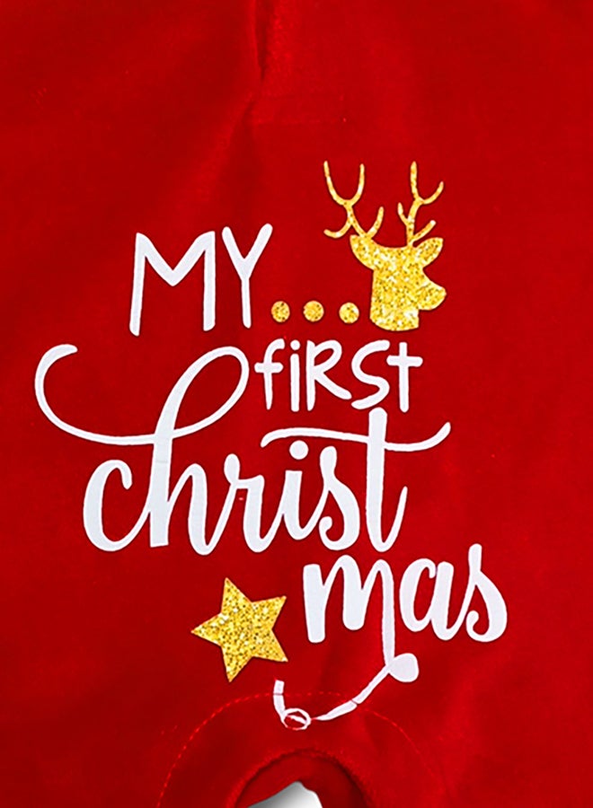 BabyShoora Baby Unisex Velvet Printed Winter Bodysuit - Image 2