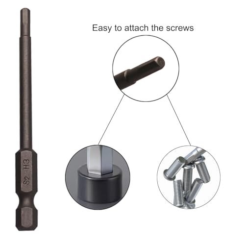 Sipery 10Pcs Hex Head Allen Wrench Drill Bits H3 (3mm) S2 Steel Magnetic Hexagon Hex Head Screwdriver Bits 1/4 Inch Quick Release Shank 3 Inch Long Drill Bit - Image 3