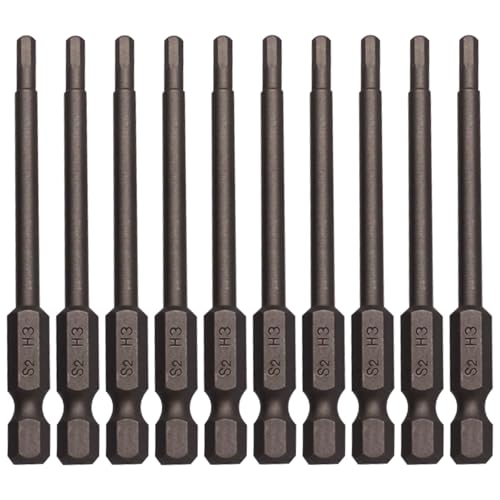 Sipery 10Pcs Hex Head Allen Wrench Drill Bits H3 (3mm) S2 Steel Magnetic Hexagon Hex Head Screwdriver Bits 1/4 Inch Quick Release Shank 3 Inch Long Drill Bit - Image 1