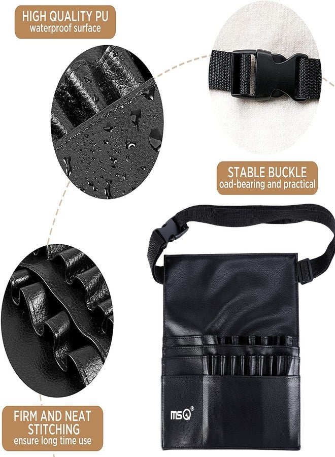 MSQ 23 Pockets Professional Cosmetic Makeup Brush Bag with Adjustable Artist Belt Strap Multi Pockets PU Leather Portable Cosmetic Brush Holder Organizer (Brush Not Included) - Image 4