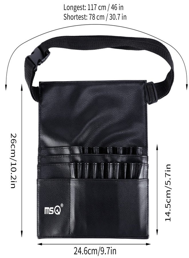 MSQ 23 Pockets Professional Cosmetic Makeup Brush Bag with Adjustable Artist Belt Strap Multi Pockets PU Leather Portable Cosmetic Brush Holder Organizer (Brush Not Included) - Image 2